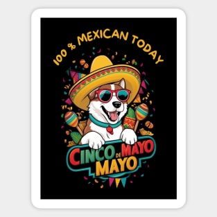 American Akita Dog Cinco de Mayo Sticker